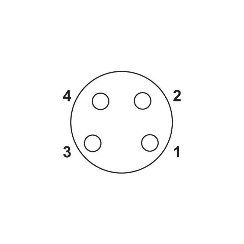 M8 4pins A code female straight rear panel mount connector, unshielded, solder